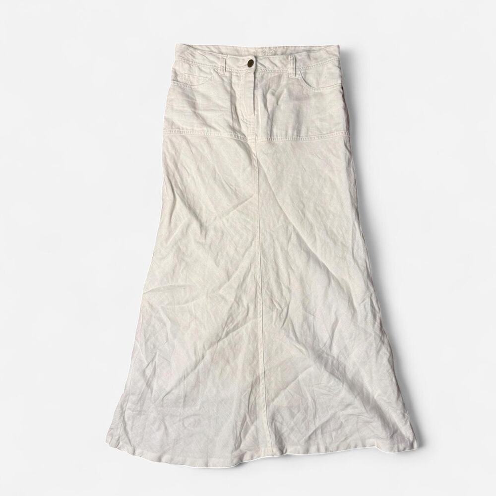 White linen blend maxi skirt low rise from LOGG - fits like XS